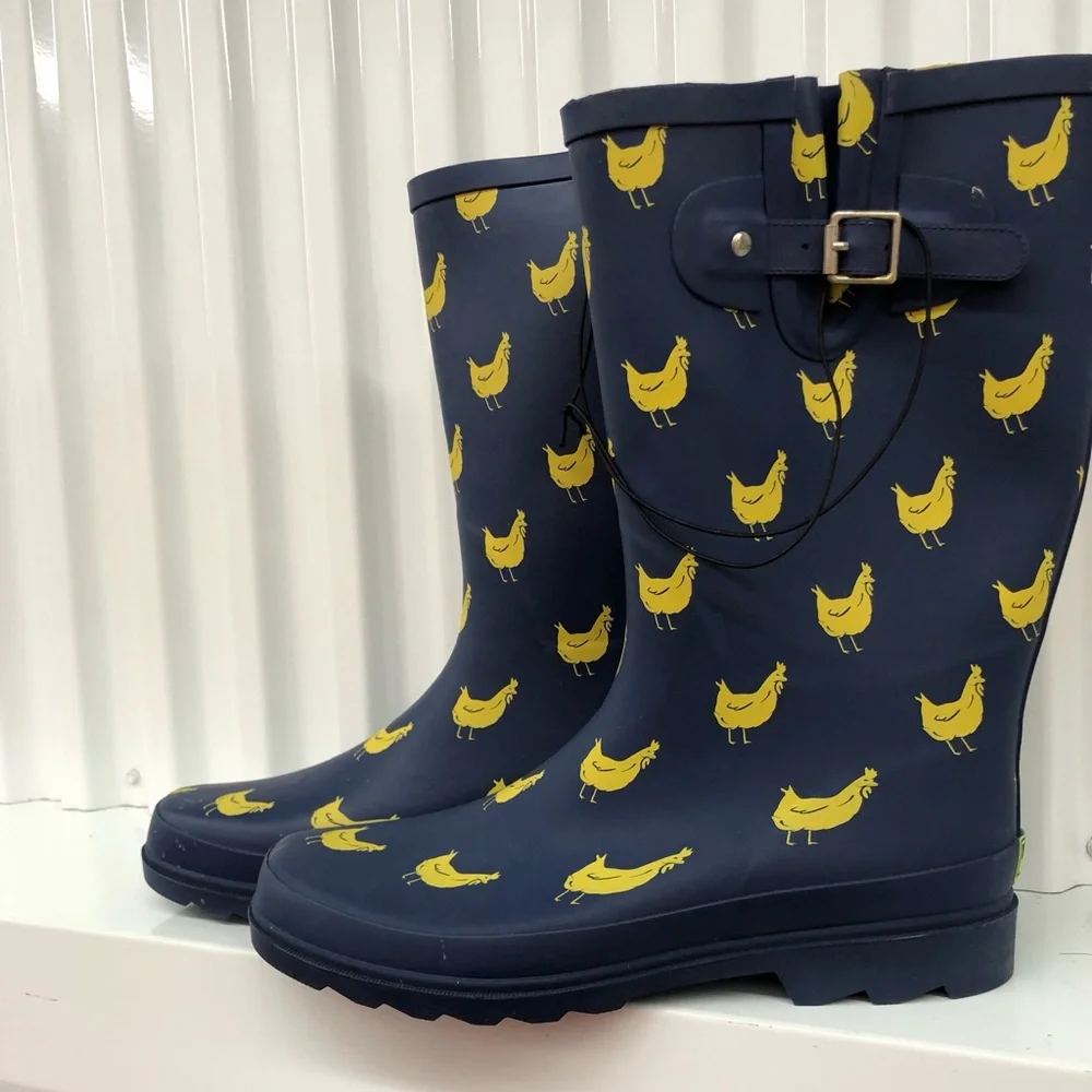 Western Chief Funky Flock Tall Rain Boots Size 11 - Picture 1 of 16